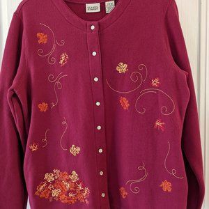 Ladies Leaf embroidered cardigan
